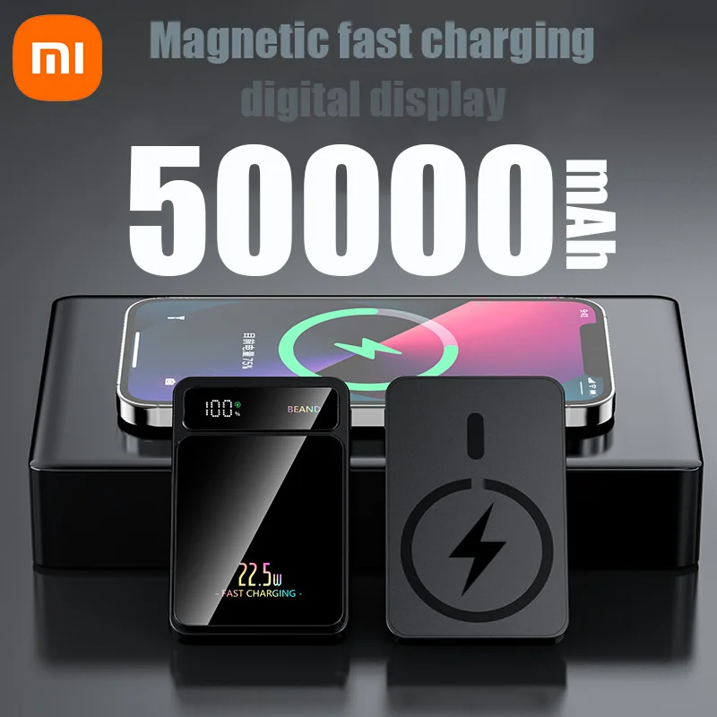 Power Bank Xiaomi 50000mAh Magnetic Wireless Portable External Battery Fast Charging For iPhone Samsung Huawei