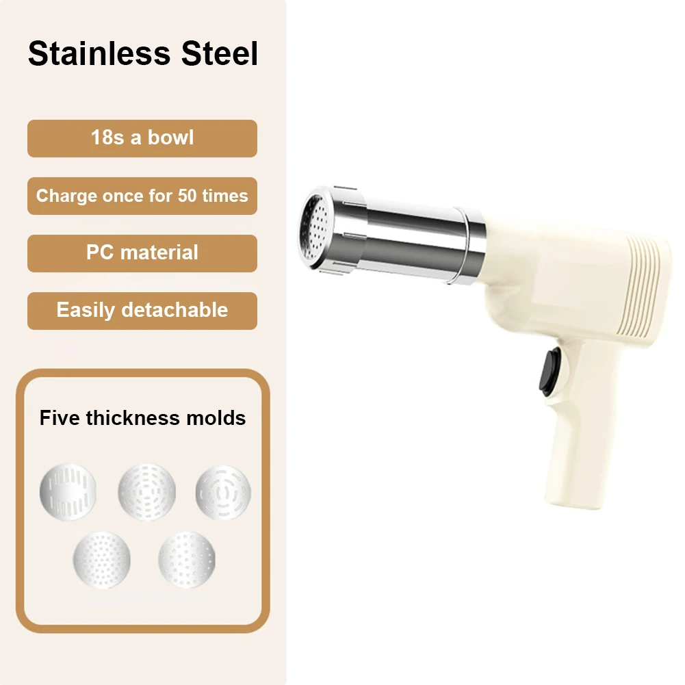 Electric Noodle Maker Cordless Handheld Noodle Press Gun 5 Molds USB Charging Utility Kitchen Gadget Maker Machine