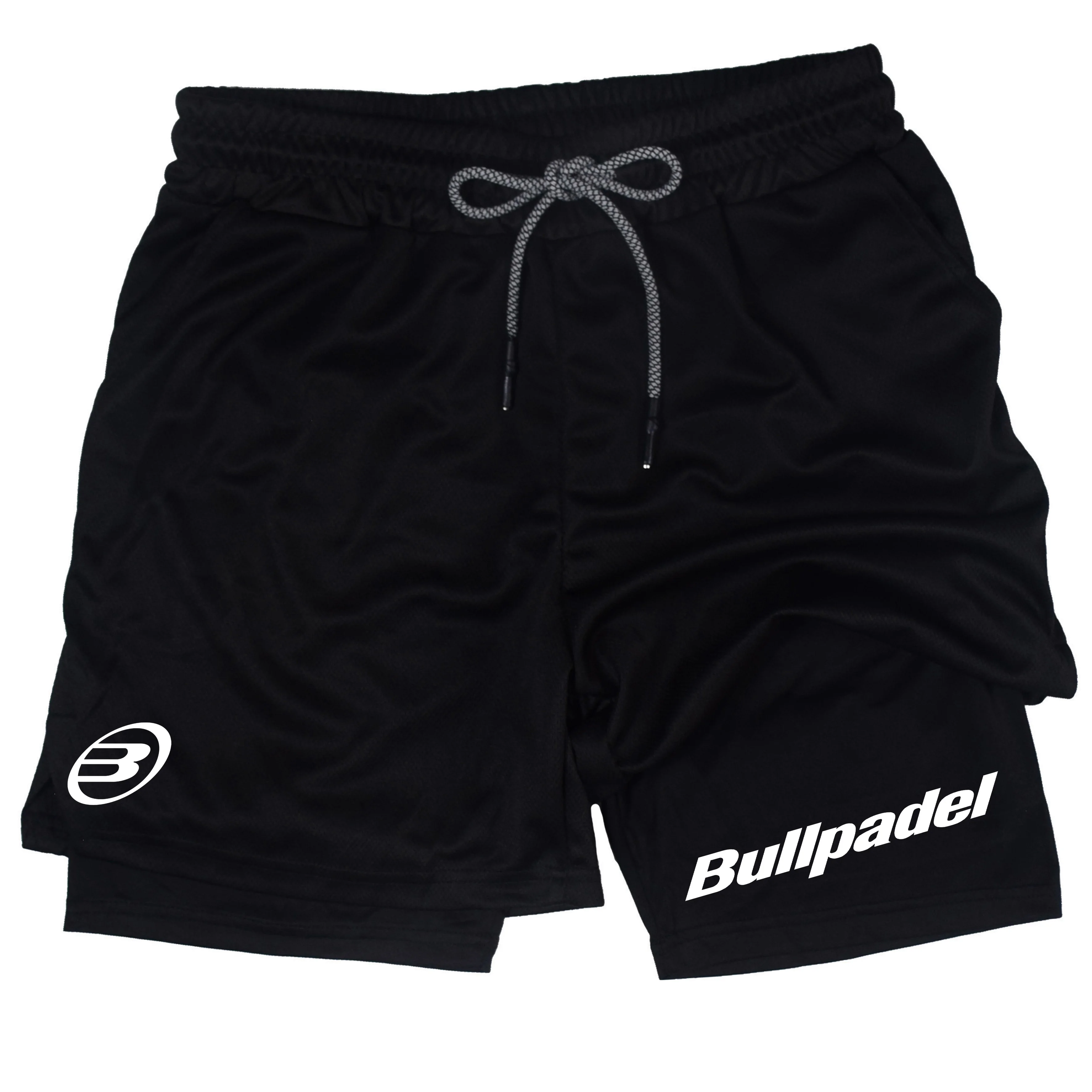 Men's two-piece sports shorts Breathable casual quick drying double-layer shorts Summer running tracksuit bottoms mobile phone p 3