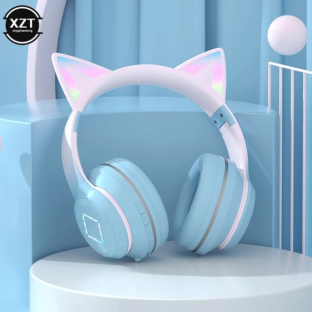 Auriculares Inalambricos De Niño Ledstar Cat Azul — ZonaTecno