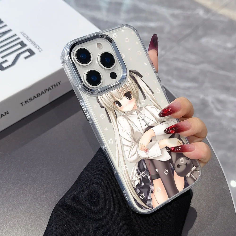 Transparent Soft Phone Case with Anime Cute Maid Girl Design