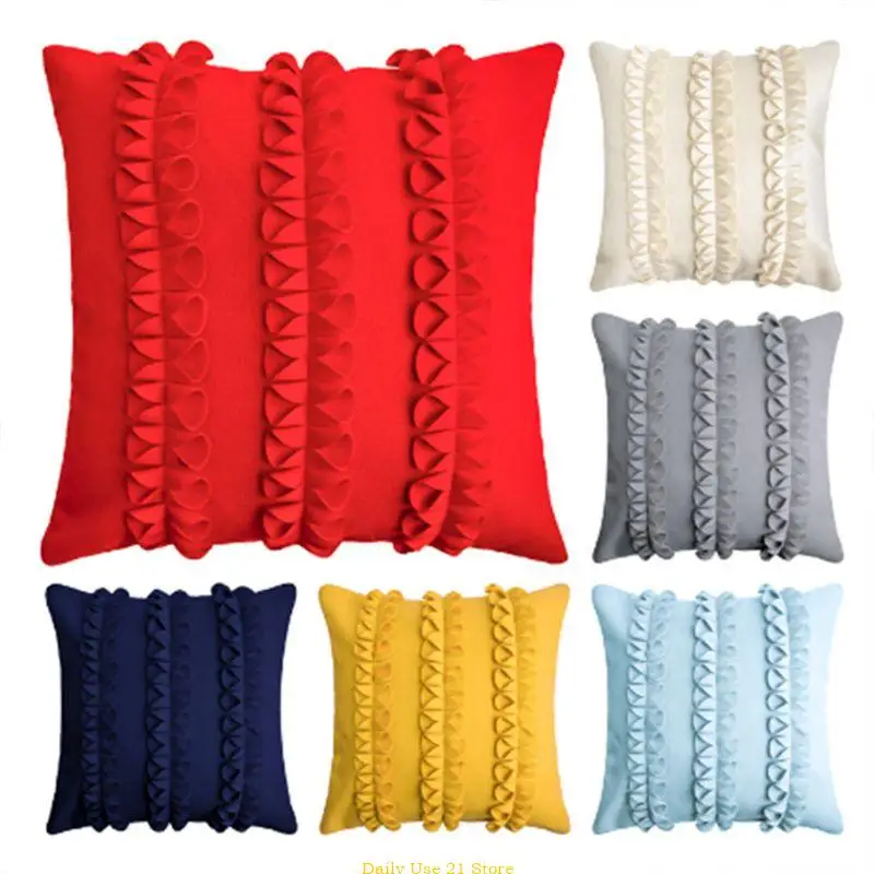 

Plain Solid Color Throw Pillow for Case 3D Handmade Flowers Cotton Decorative Cushion Cover for Sofa Couch Car