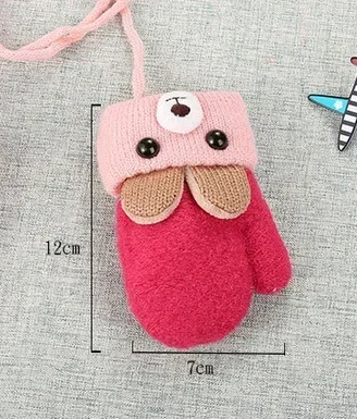 Cute Cartoon Bear Baby Gloves Winter Knitted Wool Infants Mittens