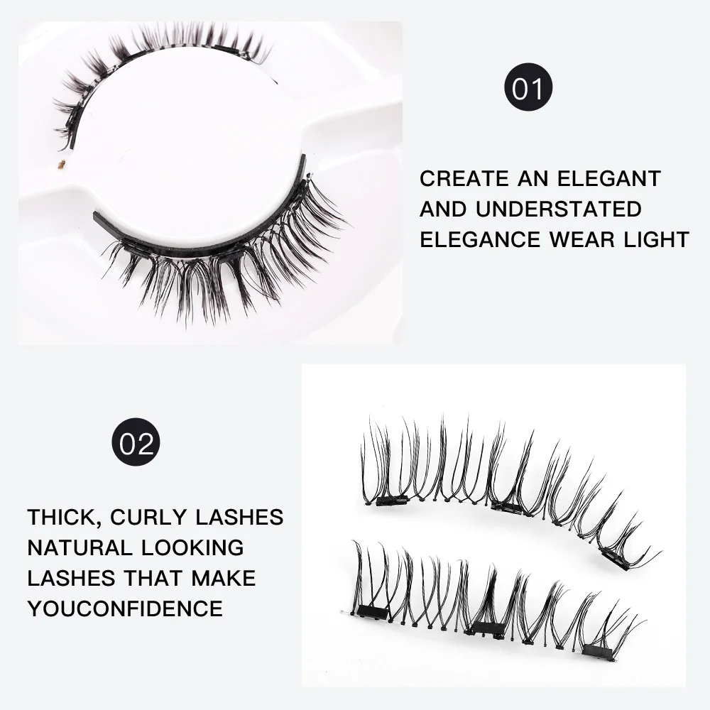 3D Natural Magnetic Eyelashes False Mink Invisible Long Magnetic Lashes Natural Thick False Eyelashes Soft for Extensi fake eyelashes
