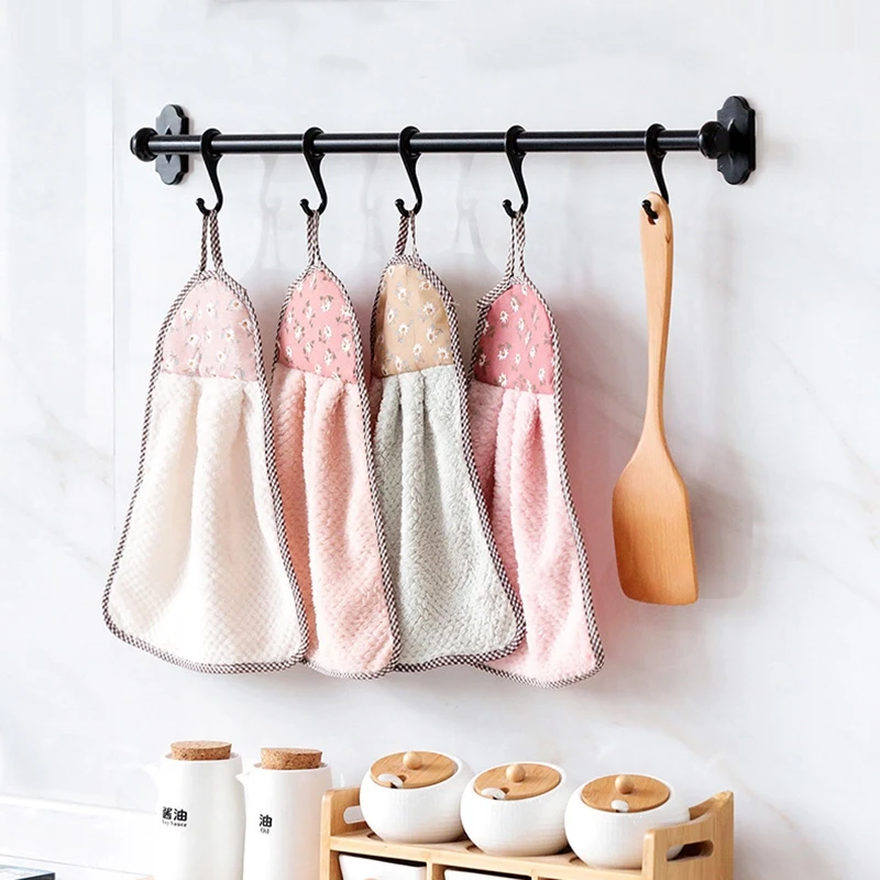 

Coral Velvet Bathroom Supplies Soft Hand Towel Absorbent Cloth Dishcloths Hanging Kitchen Accessories 30*40cm