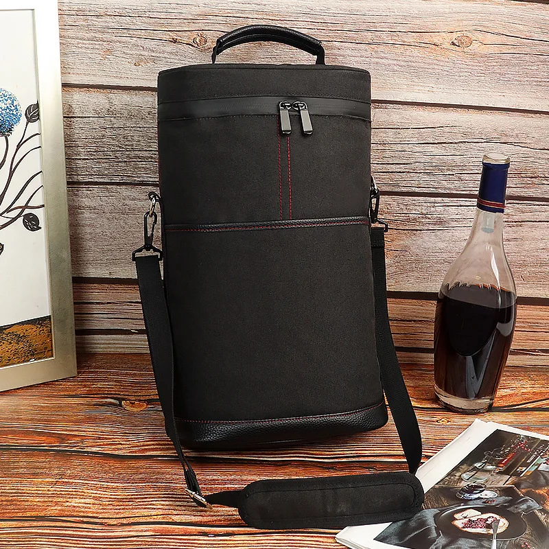 Cooler Bag for 2 Bottles Wine Bag Portable Bucket Carrier with Ice Champagne Picnic Pack Soft Cooler Bottle Opener