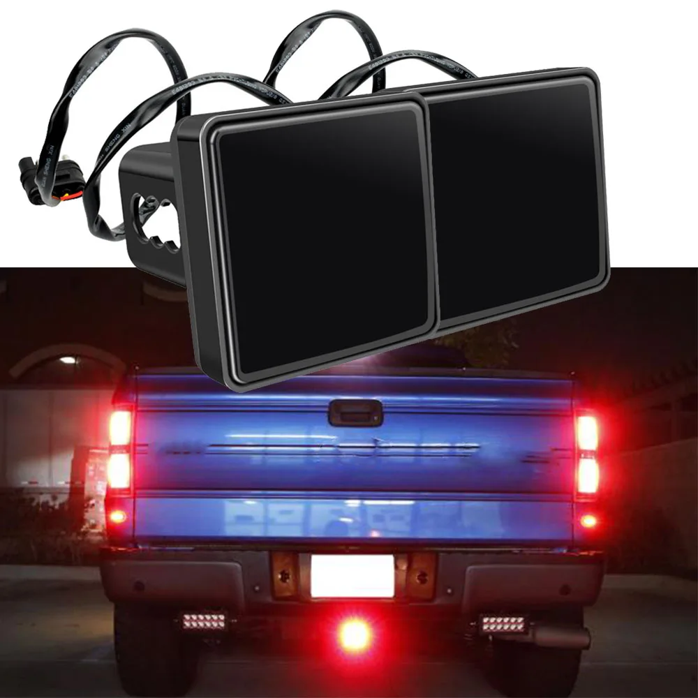 2'' Trailer Hitch Receiver Cover 15 LED Brake Led Lights Tube Cover 4