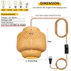 Bamboo Lantern pendent light Natural Rattan Wicker E27 Bulb Chandeliers pendent lamp Restaurant Home Decor AC85-260V 6