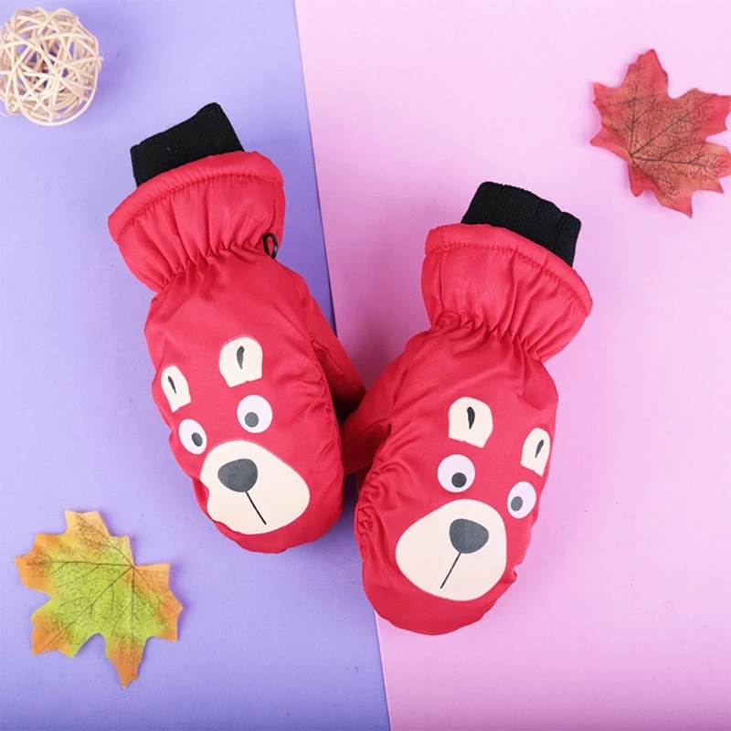 Bear Children Ski Gloves Waterproof & Warm Winter Outdoor Gloves 3 Layered for 3-6 Year Olds Boys Girls