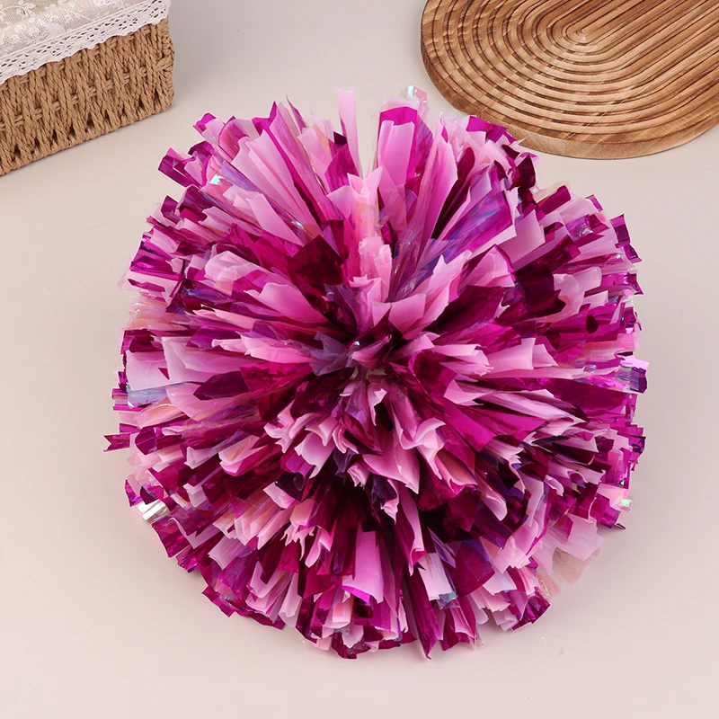 2Pcs Double Hole Finger Ring/ Handle Style Cheerleader Pom Poms Cheer Balls Streamer Club Sport Dance Party Decorator Tools