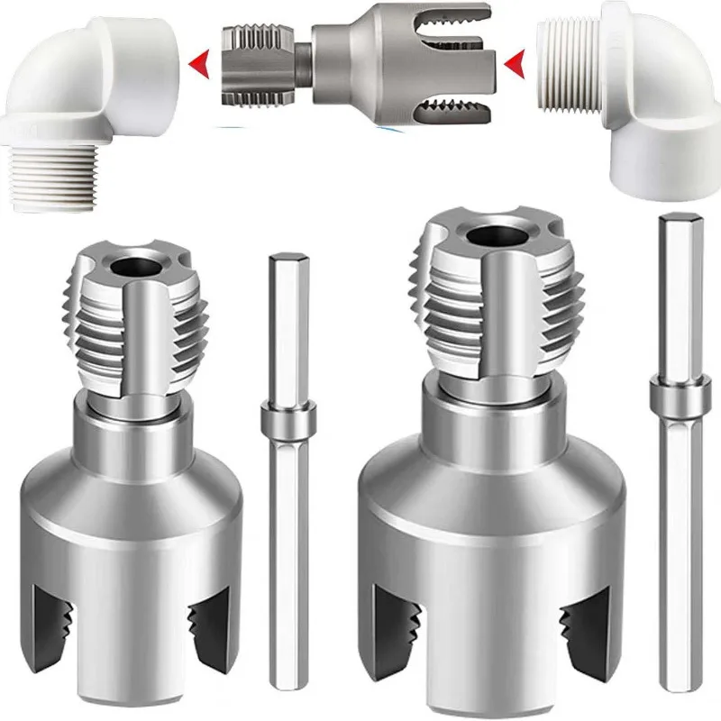 3PCS 헤비듀티 PVC/플라스틱 파이프 나사산 가공 도구 키트 1/2인치 3/4인치 1인치 PVC PPR MPP 파이프용 수나사 및 암나사
