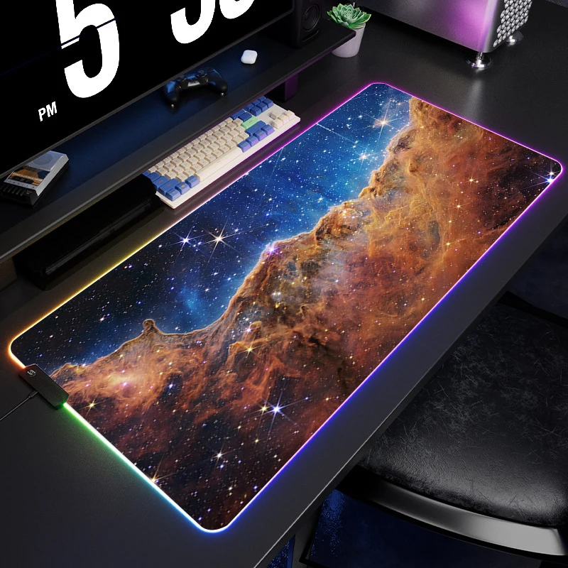 

Gaming Mouse Pad Nebula Space RGB Mouse Pad Gamer Computer Mousepad RGB Backlit Mause Pad Large Mouse Pad Keyboard LED Mice Mat