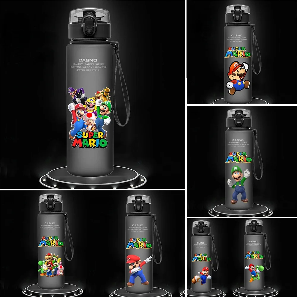 

Super Mario 560ML Water Cup Children Portable Plastic Cartoon Kawai Luigi Adult Outdoor Large Capacity Sports Water Bottle