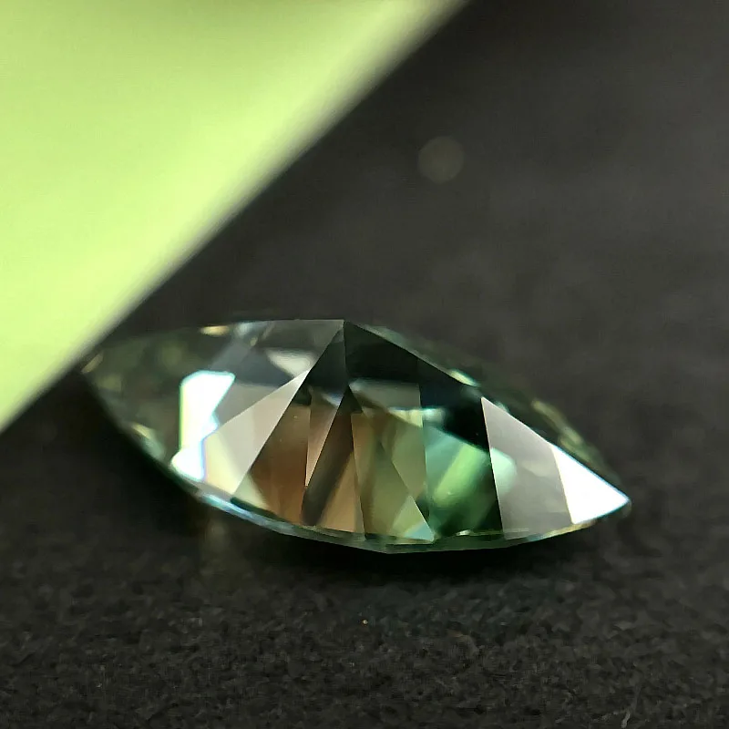 Green Color Moissanite Stone Excellent Brilliant Marquise Cut synthetic Gemstone with GRA Report for Women Jewelry Ring Making