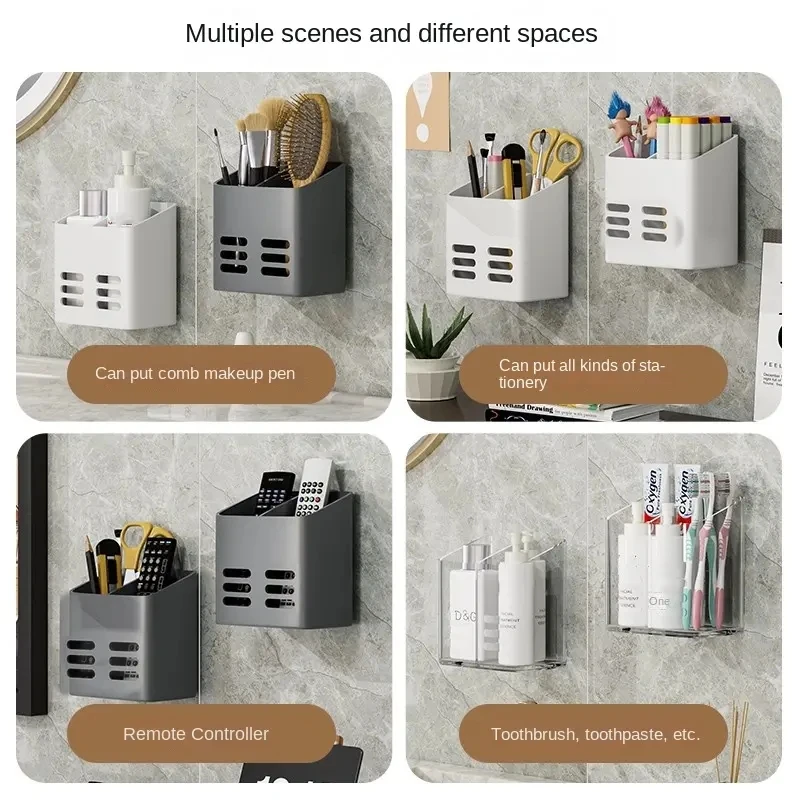 Bathroom Shelf Makeup Storage Organizer No Drill Toiletries Wall Mount Comb Skin Care Product Rack Accessories