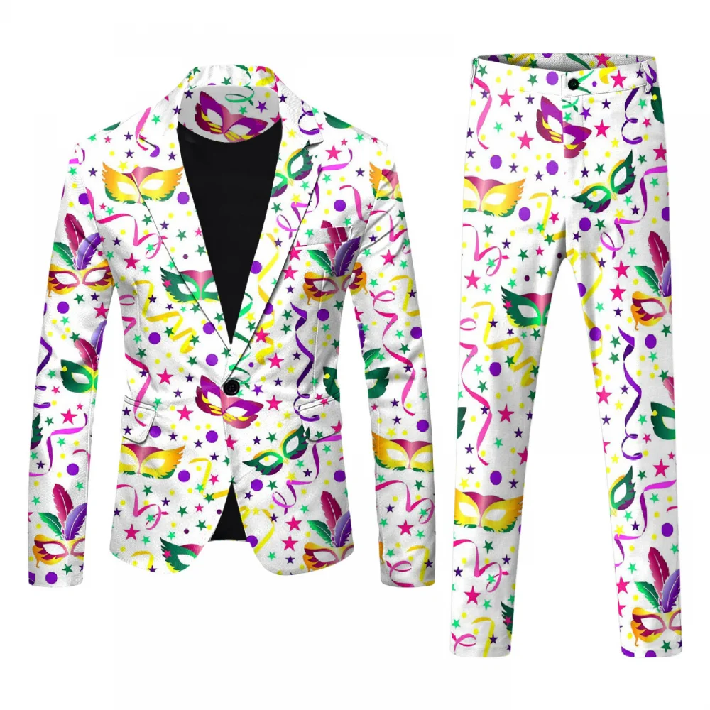 Men Suit Coat One Buttton Notched Lapel Floral Suit Blazer Pant Men Party Luxury Design Causal Fashion Slim Fit Blazer for