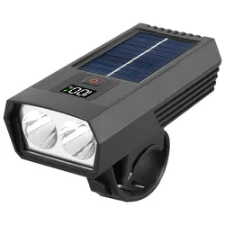 Enhanced Solar Charging LED Bicycle Headlight with Digital Display and Type - C Rechargeable Lamp (F110119)