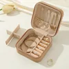 New Cork Wood Jewelry Storage Box Portable Useful Ring Earrings Organizer Cosmetic Holder Double Box Travel Supplies 3