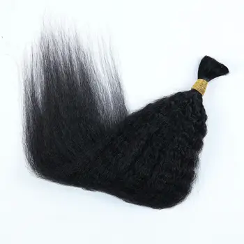 2/4/6Pcs Kinky Straight Human Hair Bulk For Boho Braids No Weft Hair Extensions 100% Human Hair For Braiding Hair Bulk 1
