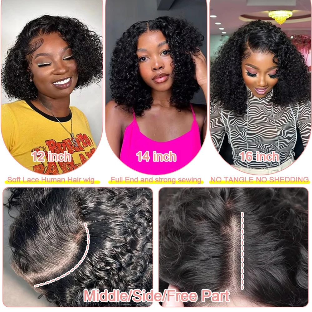 Water Curly Short Bob Wigs 250% Brazilian Ready to Go 7x5 Glueless Human Hair Wigs 13x6 Deep Wave HD Lace Frontal Wig For Women 5