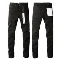 Purple Jeans American High Street Black Pleated Basic Model 2024 New Fashion Trend High Quality Jeans 1