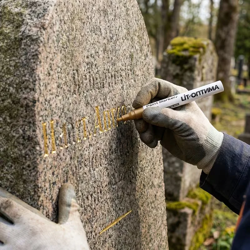 1-2개입 황금색 묘비 마커 펜, 묘지 관리, 대리석 타일 복원에 적합, 속건성 유성 미세 팁 마커
