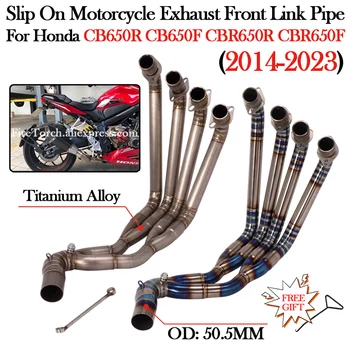 Titanium Alloy Motorcycle Exhaust Modify Escape Front Middle Link Pipe For HONDA CB650R CB650F CBR650R CBR650F 2014 - 2022 2023