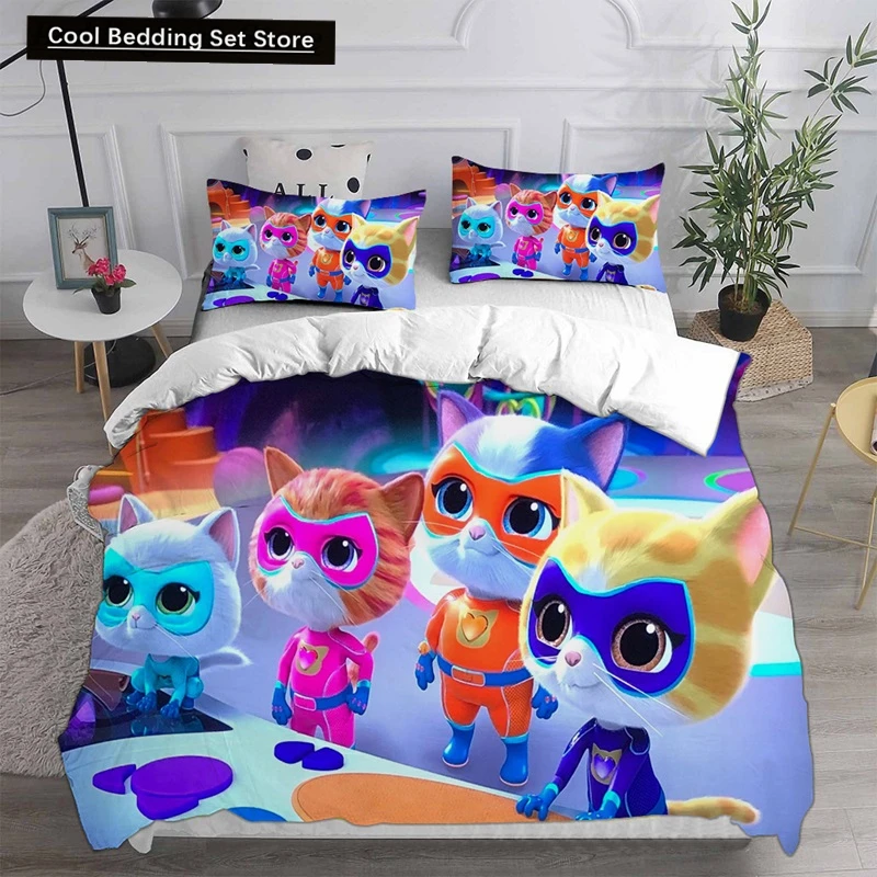 Anime Super Kitties Bedding Sets Comforter Quilt Bed Cover Duvetcover Pillow Case 2-3 Pieces Sets Kids Adult Size  Home Textiles