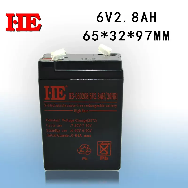 6V2.8AH Battery Rechargeable lead-acid Accumulator for Fire Light Table Lamp Electronic Scale