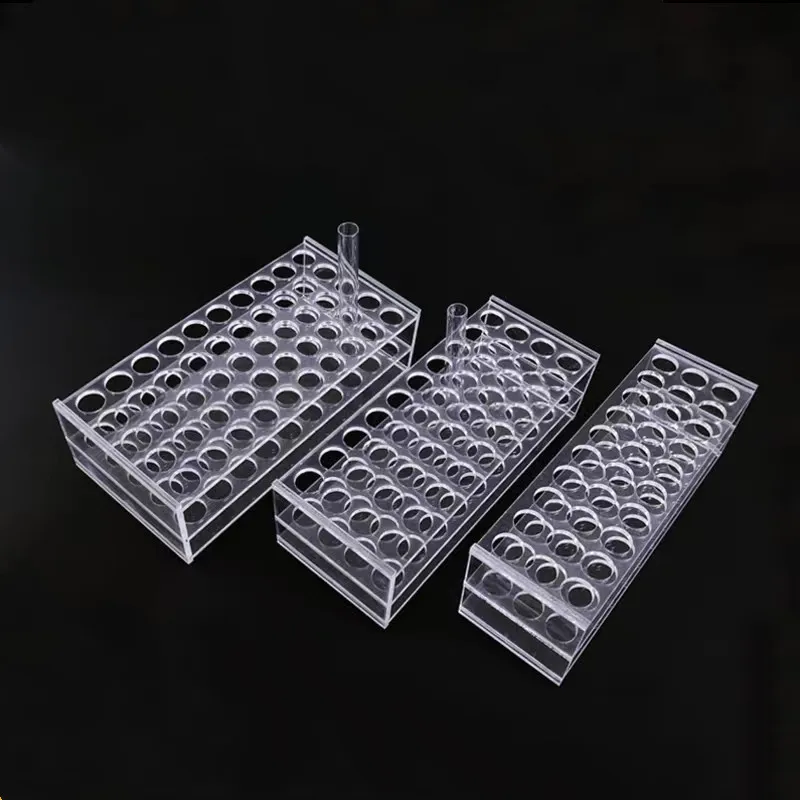 

1Piece/Lot Plastic Test Tube Rack Holder, Organic Glass Support Burette Stand Test Tube Stand Diameter 16mm-26mm, 30/40/50holes