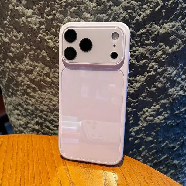 Glossy Tempered Glass Phone Case with Crystal Lens Protection and Shockproof Bumper