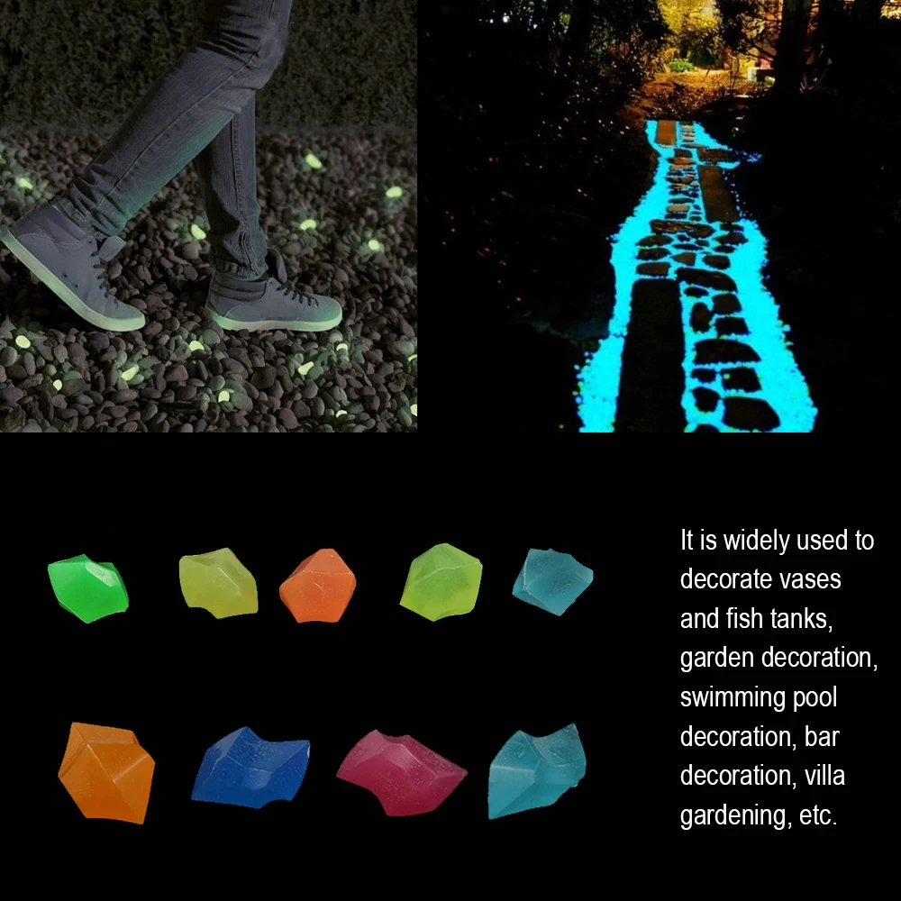 Glow Rocks in The Dark Pebbles Luminous Stones DIY Decorative Gravel for Fish Tank Aquarium Yard Natural Crystals 300Pcs glow stones decorative stones
