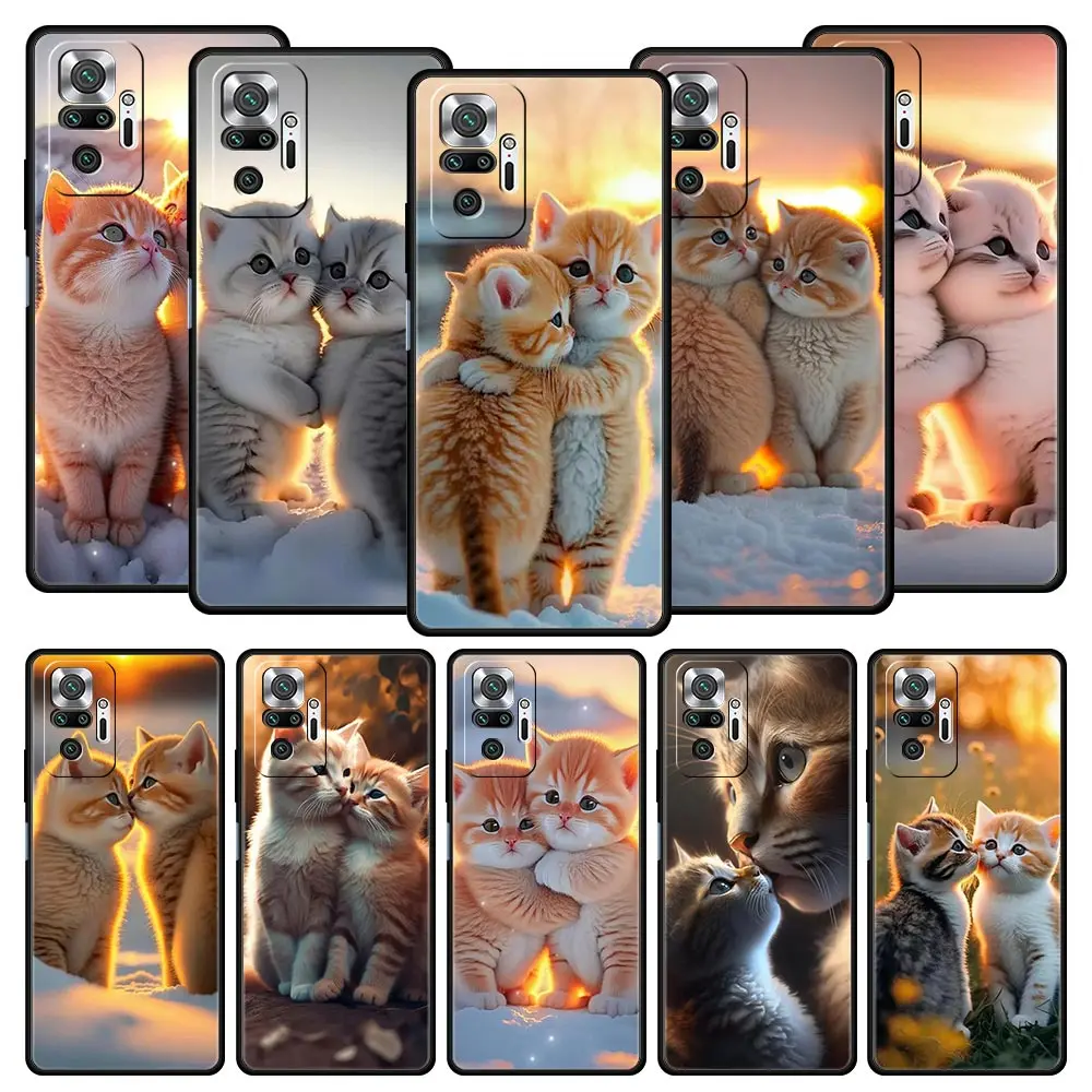 Kiss Cat Cute Kitten Black Phone Case