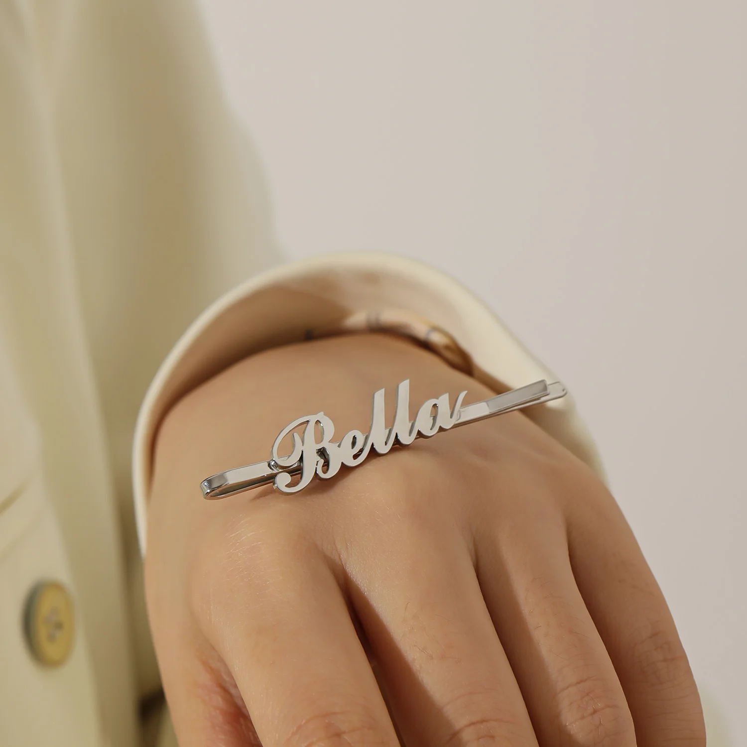 맞춤 용접 헤어 클립 304 스테인리스 스틸 헤어핀 레이저 각인 이름 보이지 않..