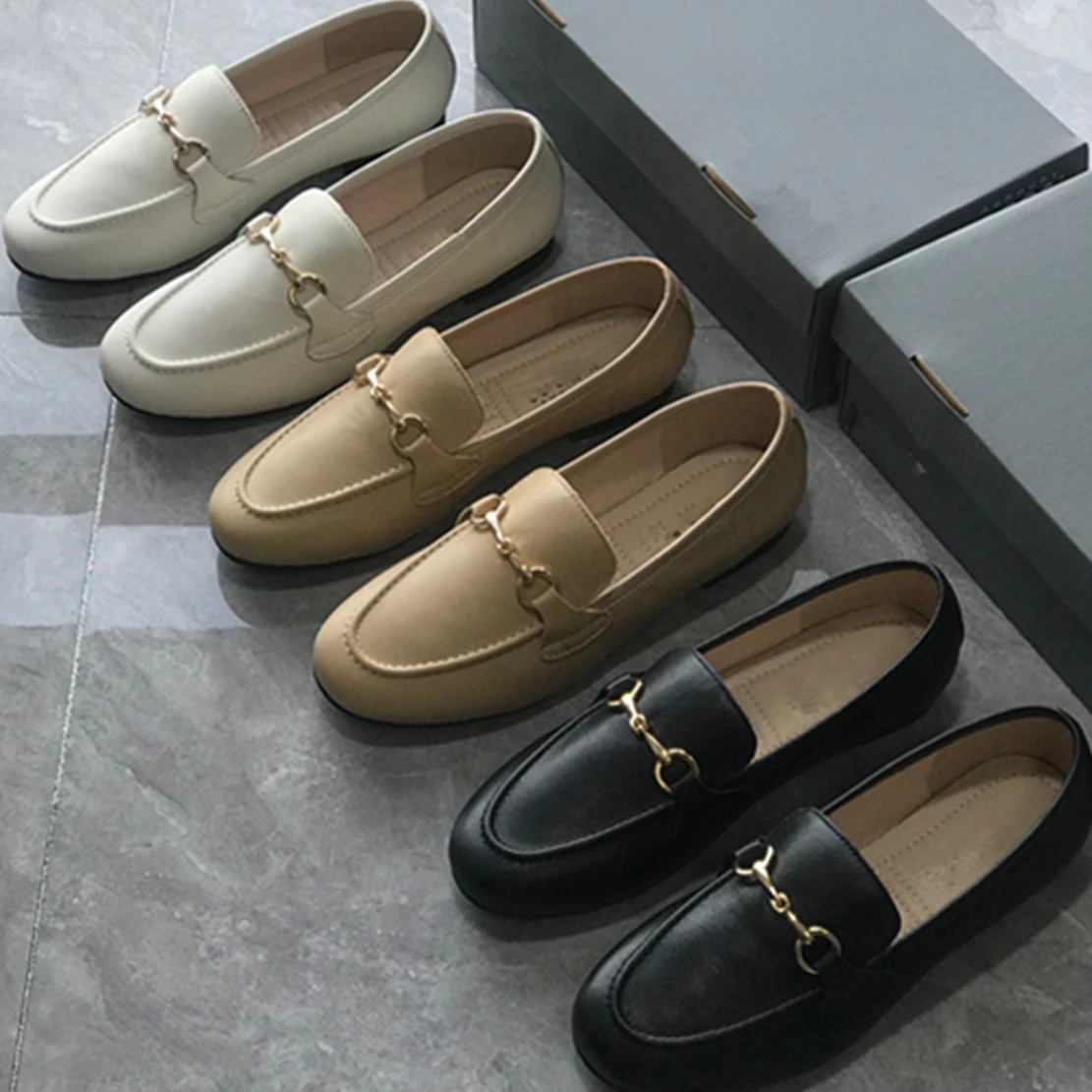 

Withered British Elegant Women's Flat Shoes Fashion Genuine Leather Lefu Shoes Comfortable Casual Commuting