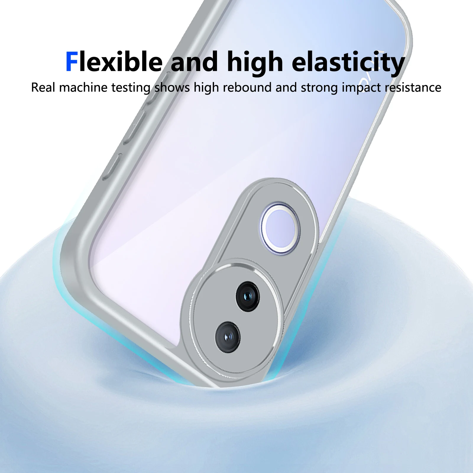Enhanced Shockproof Silicone Bumper Clear Matte Back Phone Case with Air Cushion Technology