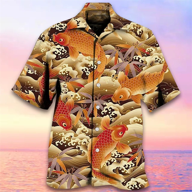 Hawaiian Carp 3D Printed Beach Shirts Hawaii Fish Shirts For Men Clothes  Casual Vacation Short Sleeve Streetwear Lapel Blouse - AliExpress