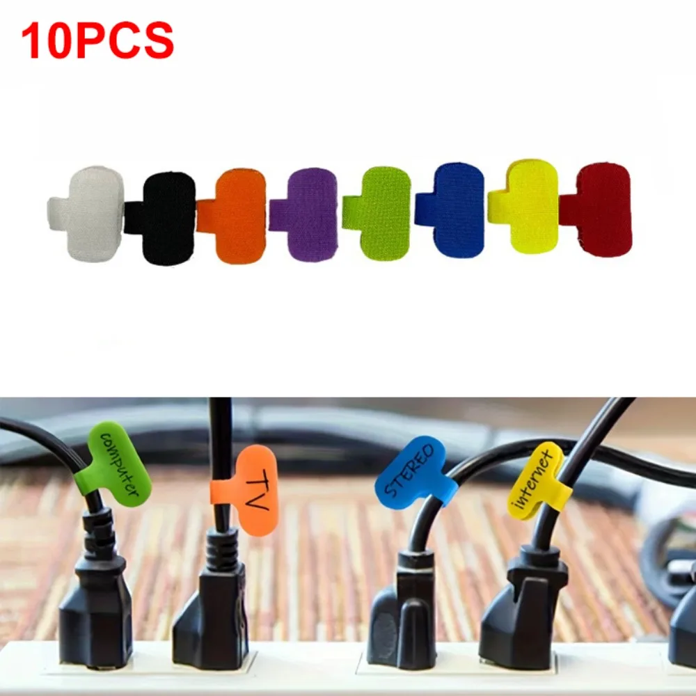 10Pcs Colorful Nylon Cable Labels Reusable Tear Resistant Writable Label Easy Identification Home Office Cable Marking Sticker cable labels
