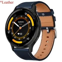 Elegant Leather Watchband - 20mm & 22mm Smartwatch Strap Bracelet - 22MM (Blue)