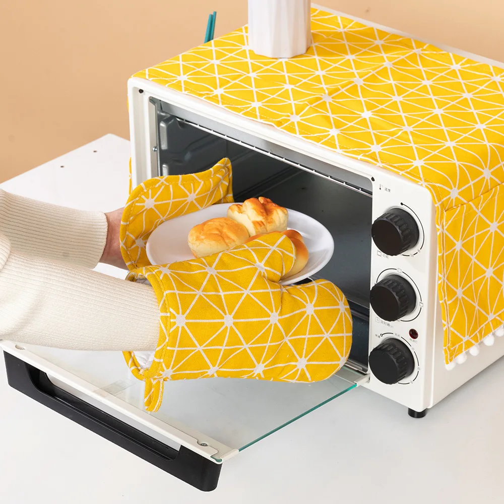 Kitchen gloves cotton pot holders thickened oven gloves set