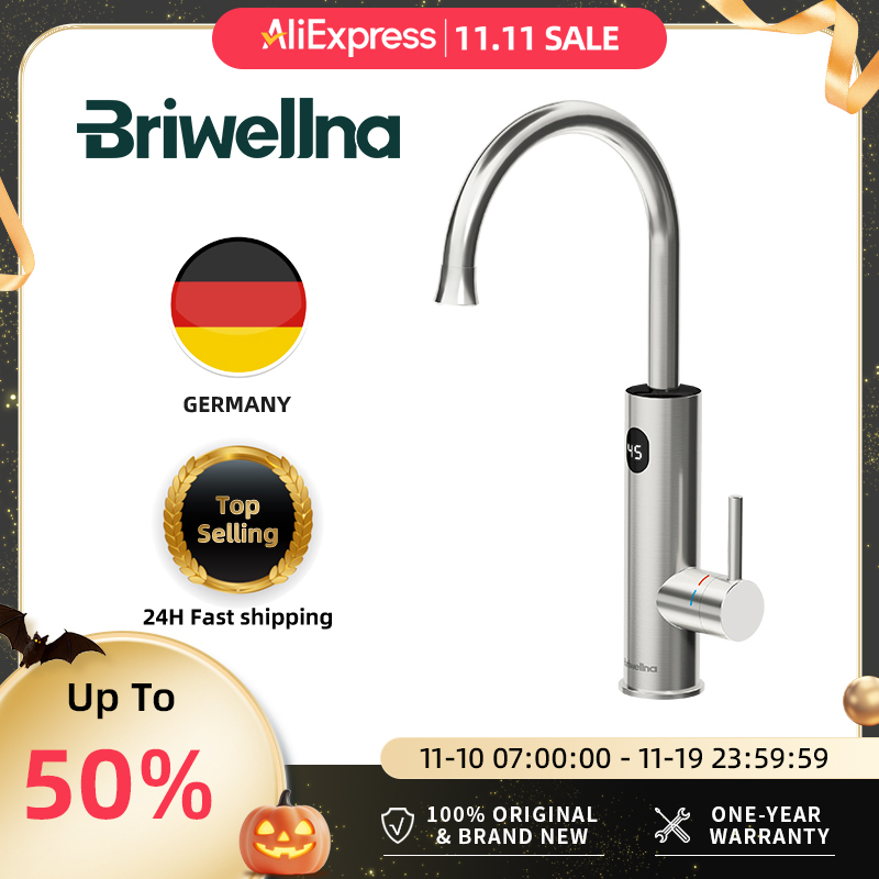 Briwellna 220V Electric Instant Water Heater 2 in 1 Kitchen Faucet Tankless Water Heater Tap Chauffe Eau Instant Geyser KM12