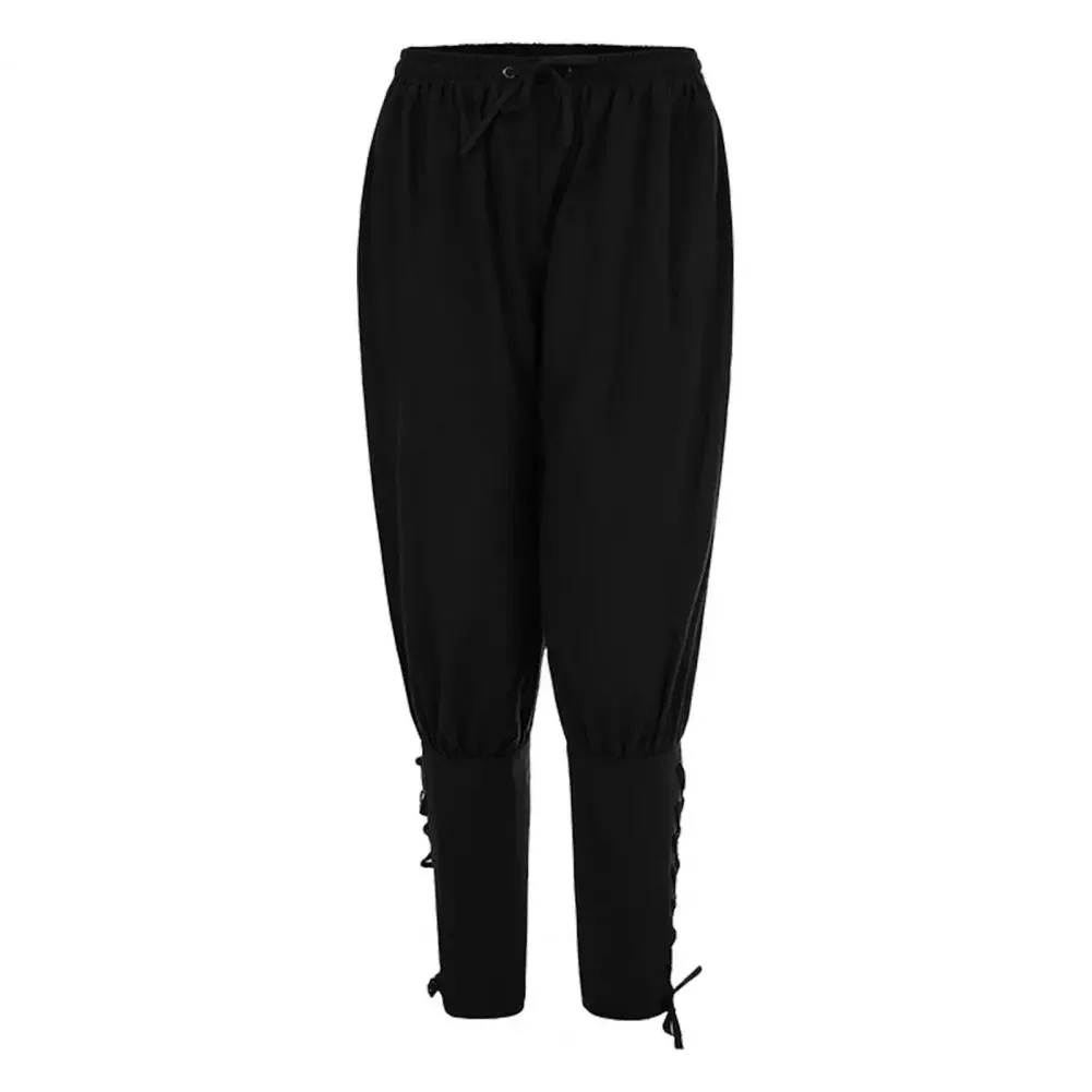 Adult Men Medieval Pirate Pants Linen Horseman Knight Costume Loose Leggings Black Navigator Leg Bandage Trouser Role Playing Costume,Cosplay Costumes,Cosplay Costume