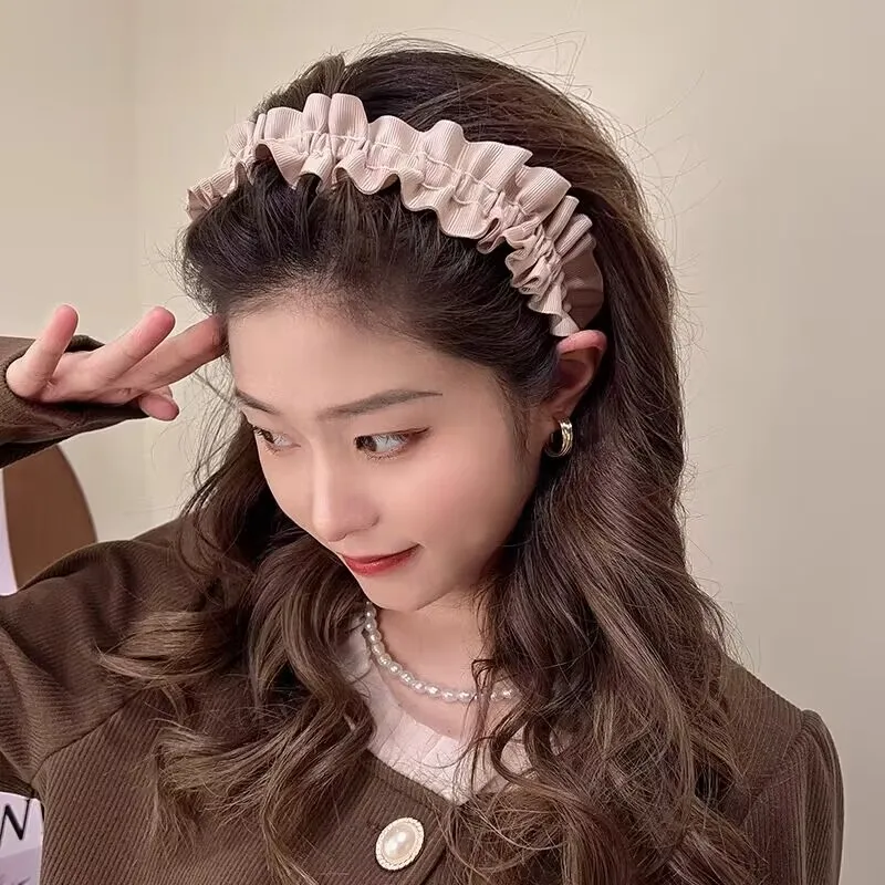 Haimeikang Ruffle Lace Headband Black Wide Hair Bands For Women Summer Fashion Hair Hoops Bezel Headbands Hair Accessories