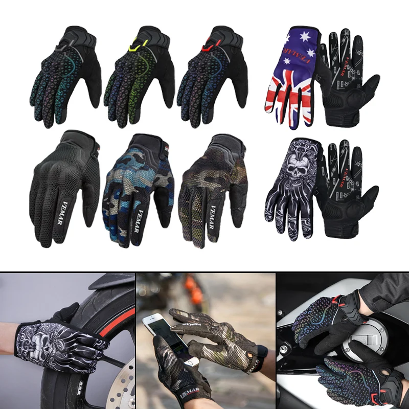 Motorcycle Gloves Summer Men Touchscreen Vintage Skull Mesh Tactical Moto Women's Enduro Riding Motocross Rider Protective Shell