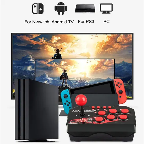 GAMINJA NS002 4 1 레트로 아케이드 콘솔 게임 조이스틱 로커 파이팅 컨트롤러 닌텐도 스위치 PS3 PC 안드로이드 TV 2