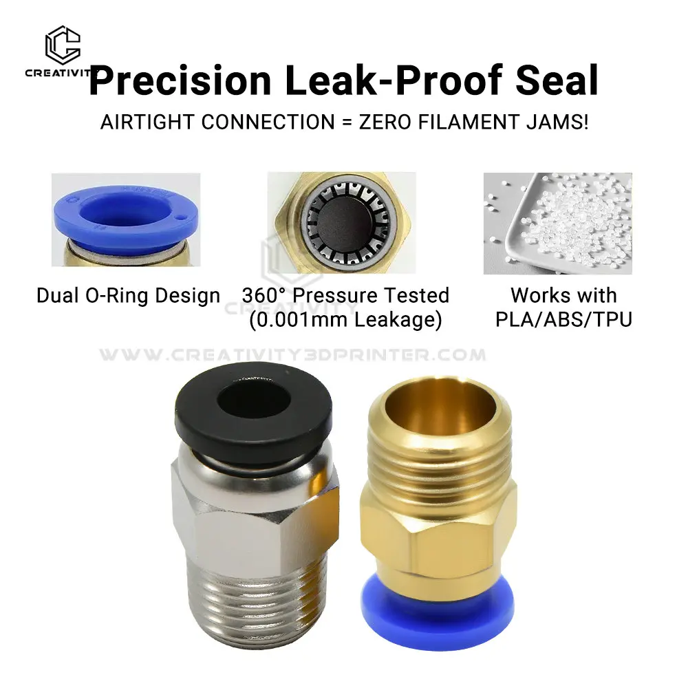 창의성 3D PC4-M6 PC4-M5 PC4-01 PC6-01 공압 직선 커넥터 부품 보어 4mm PTFE 튜브 필라멘트 M6 피드 피팅 커플러