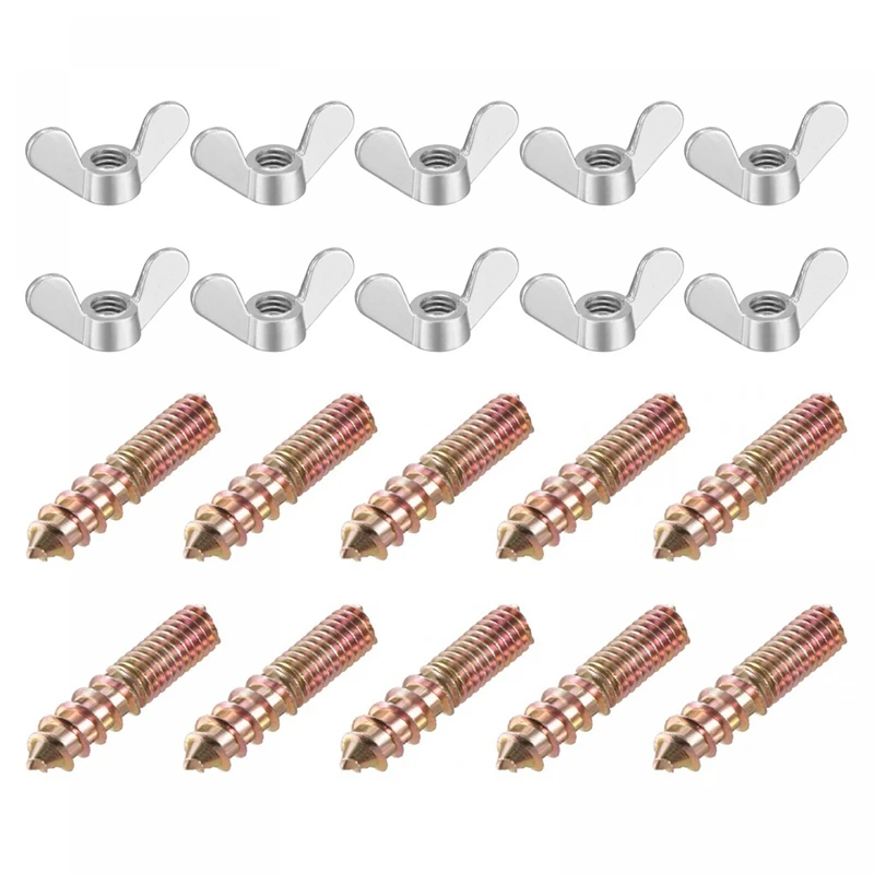 

M6 Wing Nuts, Wing Nut, Silver Tone, 20 Pieces & M6x30mm Hanger Bolt, Double Headed Screw, 20 Pieces Easy Install