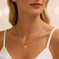 A-Z Initial Necklace 18K Gold Plated Necklace Cute Letter Stainless Steel Necklace for Women 3