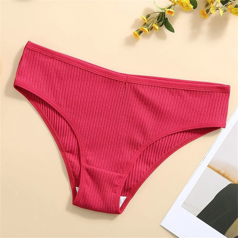 5PCS/Pack 100% Cotton Underwear Women Low Waist Panties Cozy Breathable  Simple Briefs Solid Color Sexy Lingerie Sport Underpants
