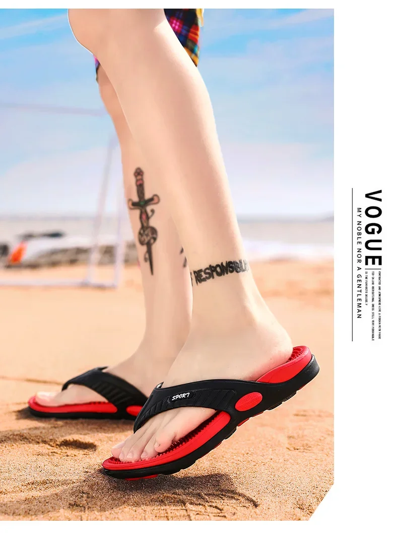 Massage-Flip-Flops für Herren, Sommer, atmungsaktive Strandschuhe, Sandalen, luxuriöse Flip-Flops, atmungsaktiv, Übergröße, Herren-Hausschuhe, Größe 46 – Detail 12